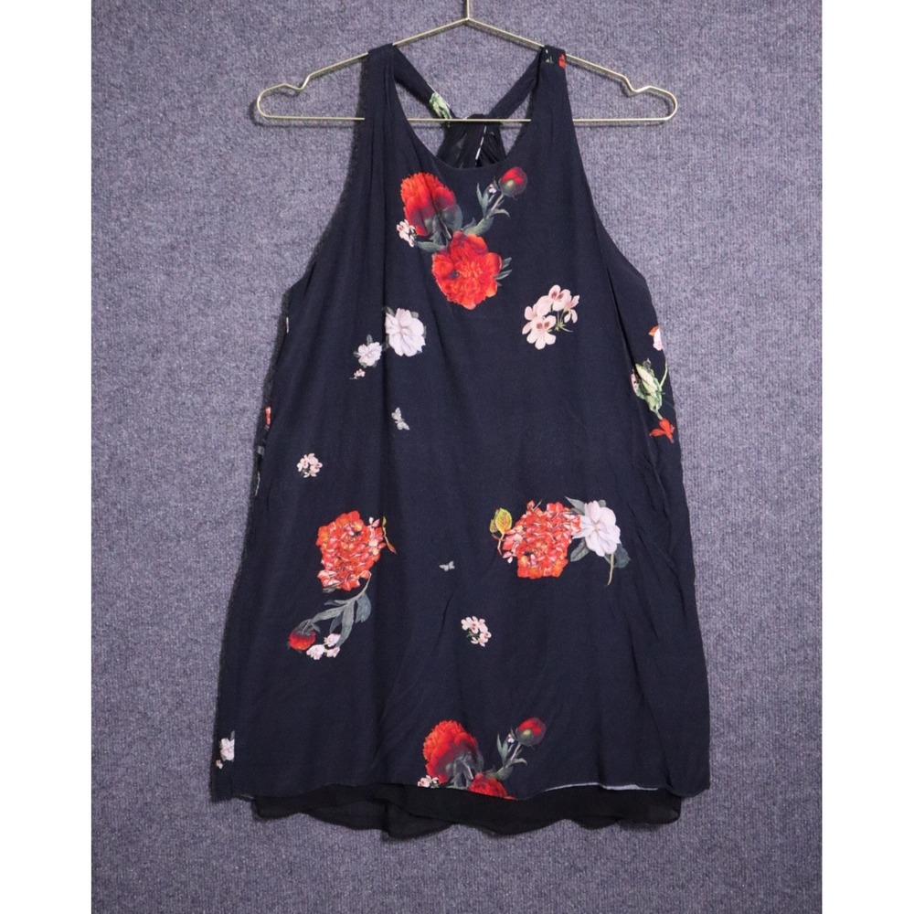 Alice + Olivia Mini Dress Women Small Navy Blue Floral Lined EUC‎